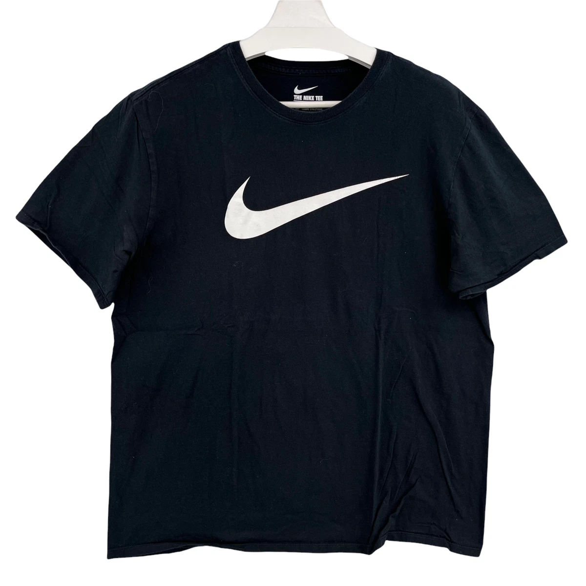 Nike Tee T Shirt Adult XL Big Center Swoosh Spell Out Logo Classic Mens Black