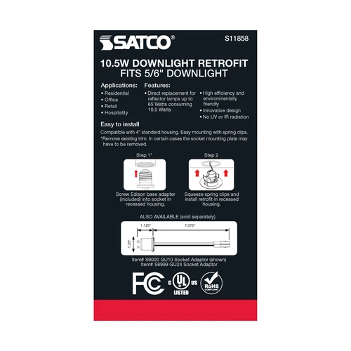 Satco S11858 10.5W LED Direct Wire Downlight Gimbaled 120V CCT Brushed Nickel - Picture 7 of 9