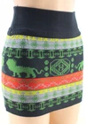 14" MINI SKIRT Short Straight Stretch Knit BLACK Multi Oriental Pattern | 4-6
