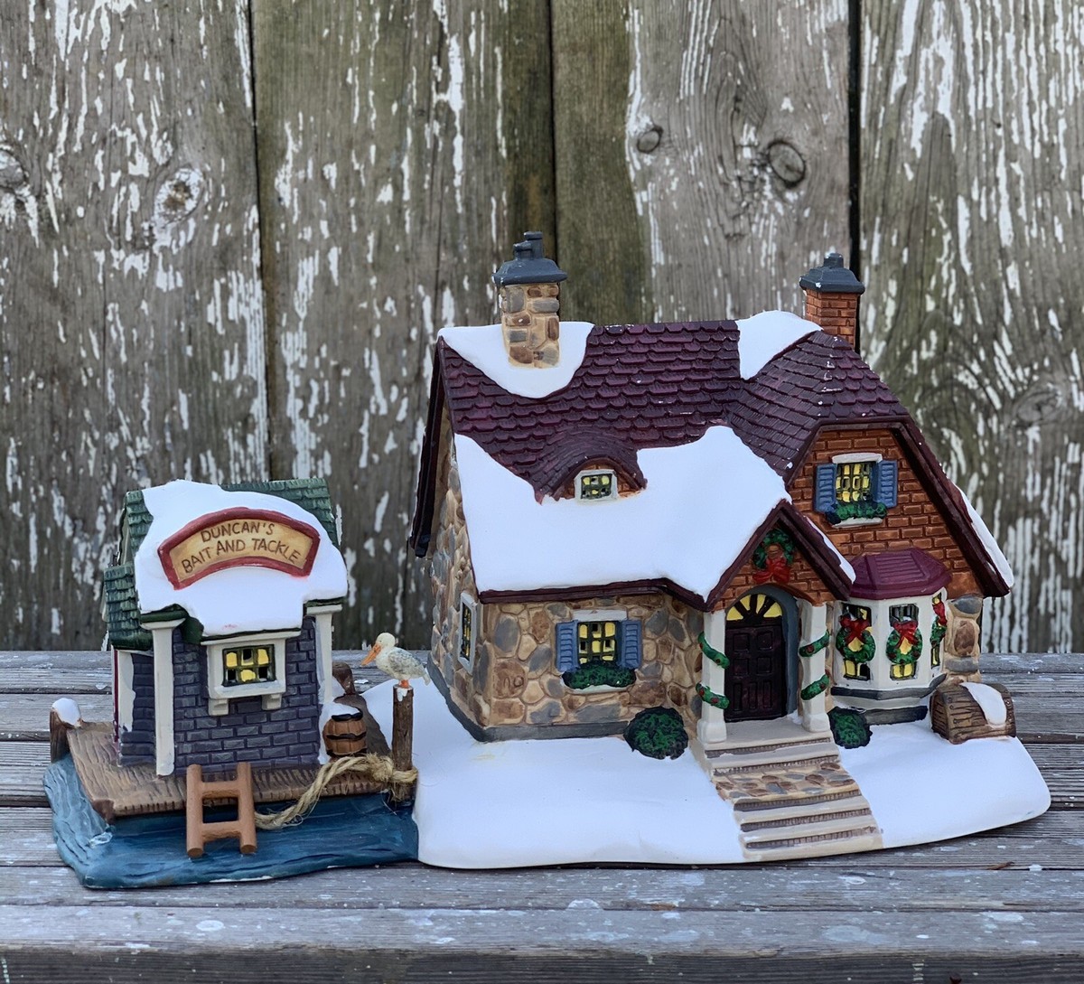 Victorian Village Duncan's Bait and Tackle Porcelain Lighted House