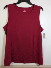 CJ Banks Dark Red Sleeveless Cotton Tank Top Sz 1X NWT