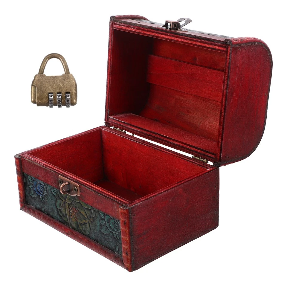  Schmuckkästchen Retro Aufbewahrungsbox Abschließbar Truhe Aus Holz - Bild 3 von 4