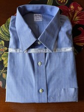 Brooks Brothers Men's "346" Cotton Dress Shirt Blue Check No-Iron NWT 18 4/5