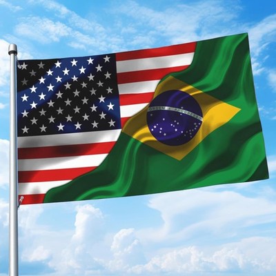 USA American Flag Brazil Brazilian Flag 3x5 Ft Double Sided