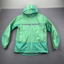 LL Bean Kids XL 18 Trail Model Rain Jacket Green Reflective Full Zip Windbreaker