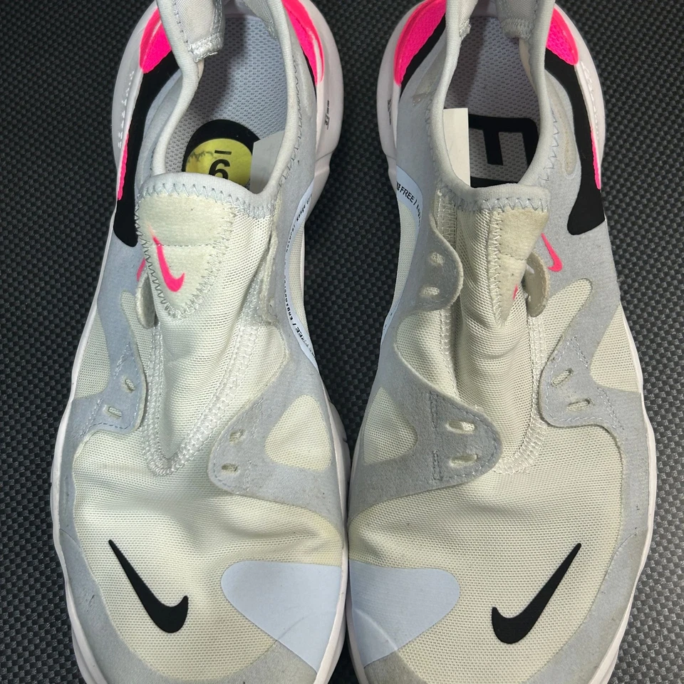 Nike Free RN Zapatos Mujer 9 Blanco Gris Claro Rosa Tenis para Correr Parte Superior Baja Foto 2 de 4