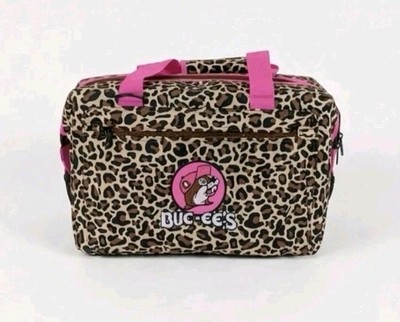 Buc-ee's Leopard Pink 24-Can Cooler Bag 600D Polyester Welded Liner