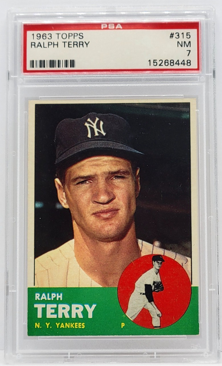 1963 Topps #315 Ralph Terry Card - Graded PSA 7 NM, New York Yankees
