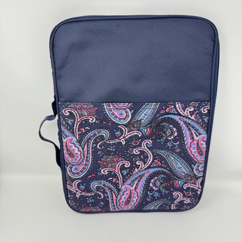 Paisley Travel Document Portfolio Organizer Navy Blue Zip Case