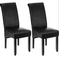 Tectake Dining Chairs Set of 2 Black Faux Leather High Back Brand New
