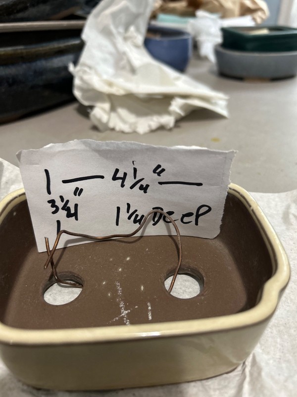 Bonsai Pot Tan glazed  4.1/4" X 3.1/4" Japanese