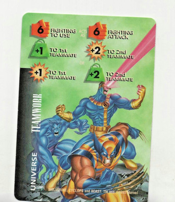 1995 Fleer Marvel Overpower Universe Wolverine, Cyclops, Beast - Teamwork