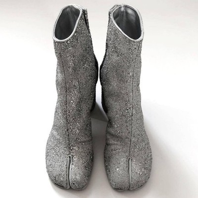 Maison Margiela Tabi Boots, Painted Glitter Size: 37 Grey Women's Auth