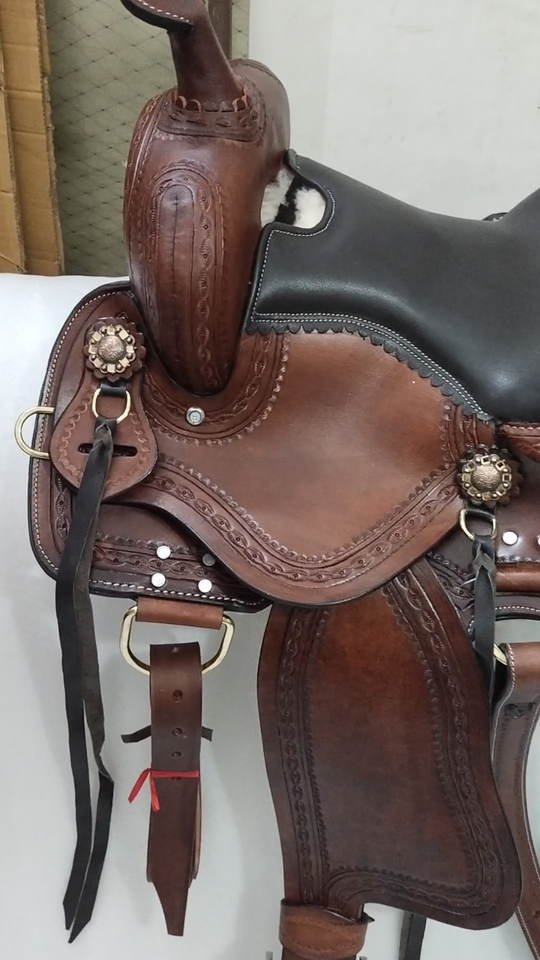 Selle Western Premium Leather Trail Horse Tack taille 15