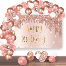 Birthday Decorations for Girls Women, Happy Birthday Banner Balloon