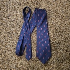 Vintage Lilly Dache Mens Neck Tie Paisley Blue USA 100 Silk 56"