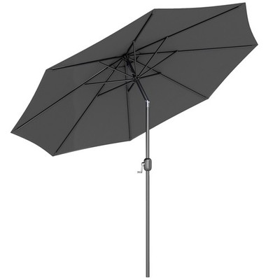 Outsunny 3(m) Terrassenschirm Outdoor Sonnenschutz Sonnendach mit Neigung & Kurbel dunkelgrau