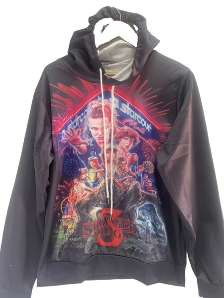 Stranger Things Hoodie Top XL Pullover Jumper Sweater Graphic Print Pockets