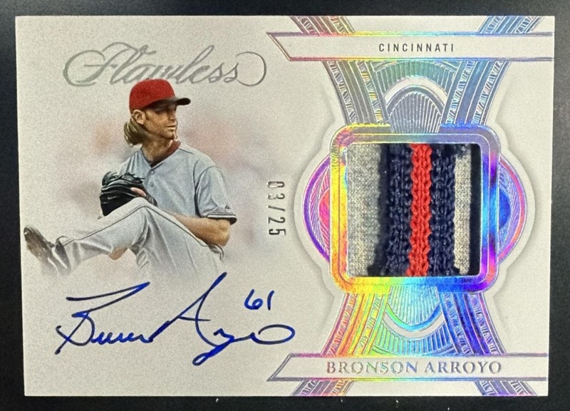 2025 Panini Flawless Bronson Arroyo #4 Signature Materials 3/25 MEM Auto Reds