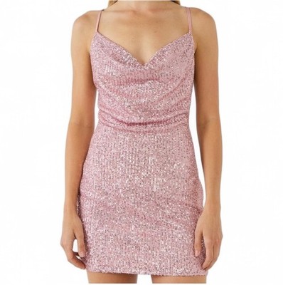 Endless Rose Embellished Sequin Cowl Neck Strappy Mini Dress, Size S, See Below!