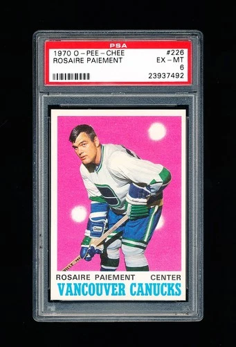 1970 OPC HOCKEY 226 ROSAIRE PAIEMENT ROOKIE CARD PSA 6 EX-MINT CANUCKS