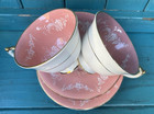 england AYNSLEY SETS OF 2 CUPS & 2 SAUCERS gold trim PINK WITH ROSES bone china — photo 5