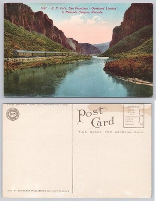 1915 S.P. Co's Overland Limited Palisade Canyon Nevada Train Postcard ...
