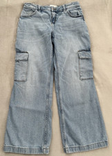 Abercrombie Kids Cargo Jeans Girls Size 17/18 Short Adjustable Waist Pockets