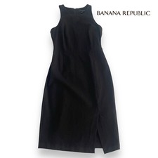 Banana Republic Sheath Dress Sz 2 Black Sleeveless Tank Front Slit 2018 Preppy