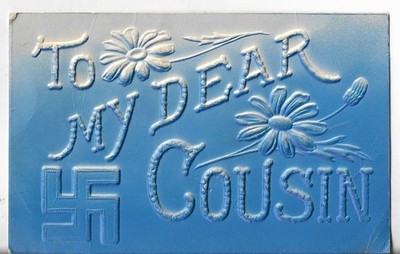 VTG Postcard - To My Dear Cousin - Heavily Embossed Blue
