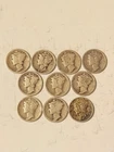 (10) 1917-1929 P S Mercury Dime 90% Silver Dimes Rare Vintage Toned Lot