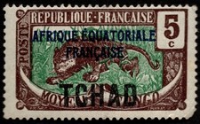 Chad, French Equatorial Africa 1924 SG22 5c brown & green LH Mint