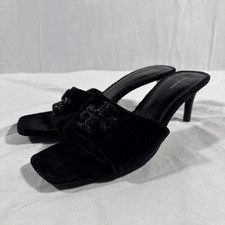 Tory Burch Eleanor Pav Mule High Heel Sandal Black Velvet Women s 9.5M
