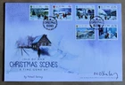 ISLE OF MAN  2012  CHRISTMAS SCENES  FDC  SIGNED BY ARTIST MICHAEL STARKEY