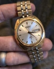 Vintage 1969 Seiko DX 25 Jewels Automatic Gold Tone Crosshair Dial Watch RUNNING