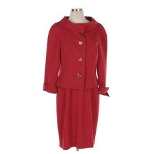Vintage Escada Two-Piece Cherry Red Wool Dress Jacket Set Size 38 US 6