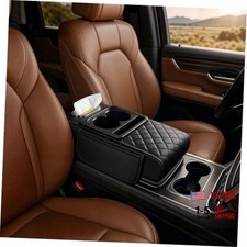5-in-1 Universal Car Center Console Cover with Cup Holder, Black Upgrade