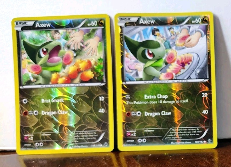 POKEMON AXEW 108/162 & AXEW 109/162 REVERSE HOLO SET BREAKTHROUGH LP GREAT ART