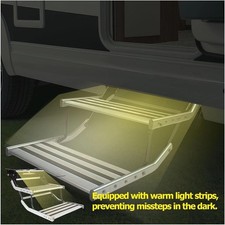 Drop Down Double Step Manual Aluminium Motorhome Pull Out Folding Platform W/LED