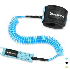 Mellbree Surfboard Leash, 10ft 7mm Coil SUP Leash Blue Premium Coiled