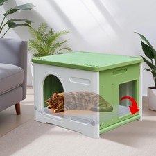 Plastic Cat House Outdoor  Indoor, Waterproof Feral Houses with Escape Door,