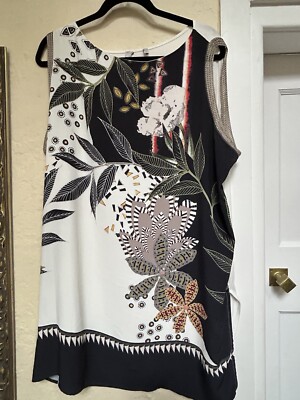 BNWT EX MARKS & SPENCER SLEEVELESS TUNIC TOP SIZE 22 FLORAL FRONT SIDE SPLIT