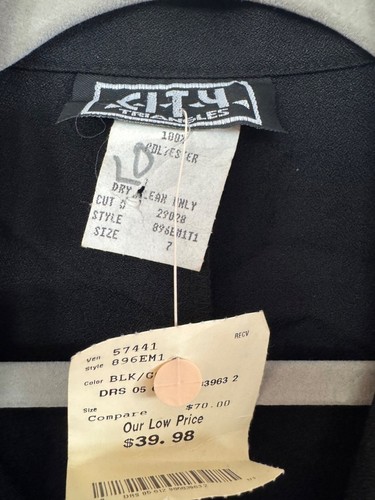 Cappotto blazer donna City triangles linea lunga nero e grigio con bottoni taglia 7 - Foto 2 di 3