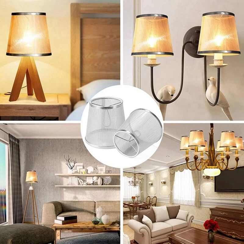 4 Pack Clip on Gauze Chandelier Lamp Shades Little Upright Wall