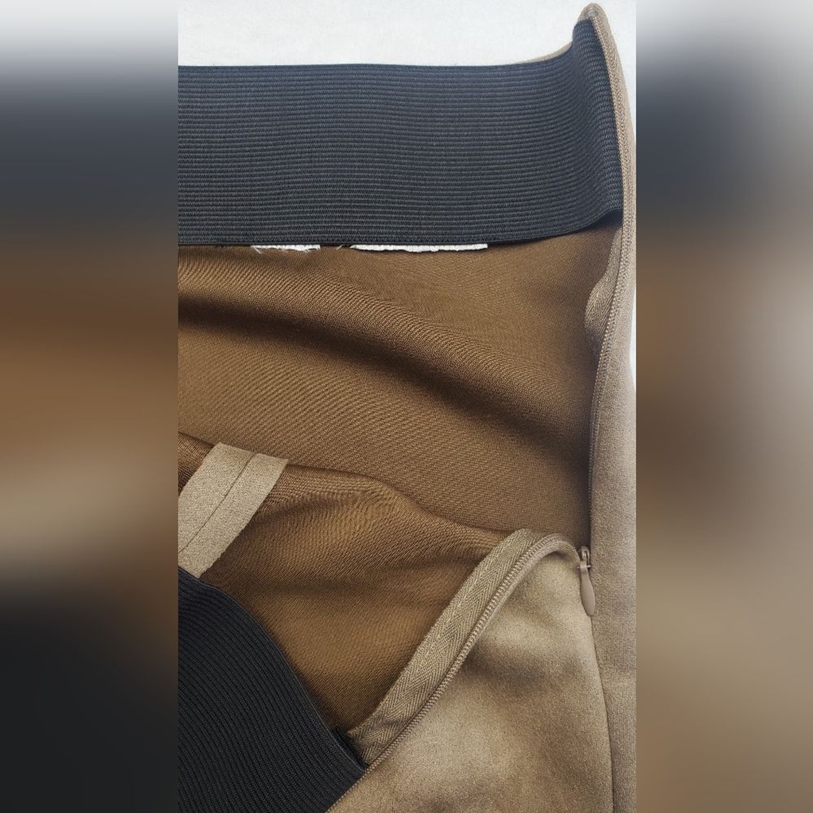 Zara Faux Suede High Rise cropped Pants tan Size L thumbnail 6