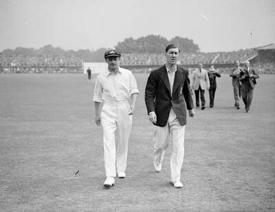 Cricket Don Bradman and Norman Walter Dransfield Yardley go out to- Old Photo