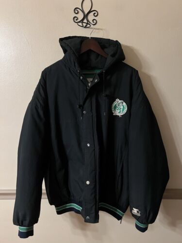 Vintage 90’s Boston Celtics Starter Jacket Hooded Zip Up Men's XL Black