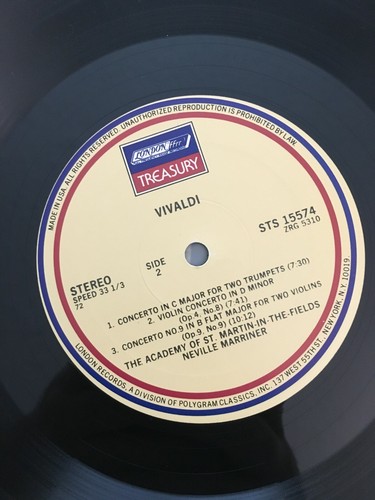 Vivaldi Concertos Neville Marriner London STS 15574 Vinyl Record LP NM - Picture 6 of 6