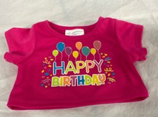 Build-A-Bear Workshop Pink Happy Birthday T-Shirt- NEW WITH TAGS
