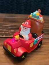 Vtg Santa Driving Light Up Firetruck Fireman Christmas Ornament Works